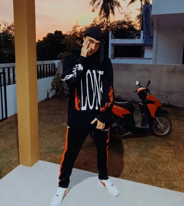 Flesh outfit in Vlone, Palm Angels, and Bape, 2019
