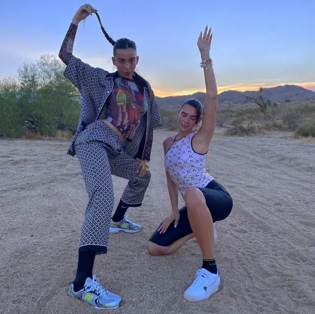 Dua Lipa outfit in Marine Serre, Martyre, and Gucci, 2020
