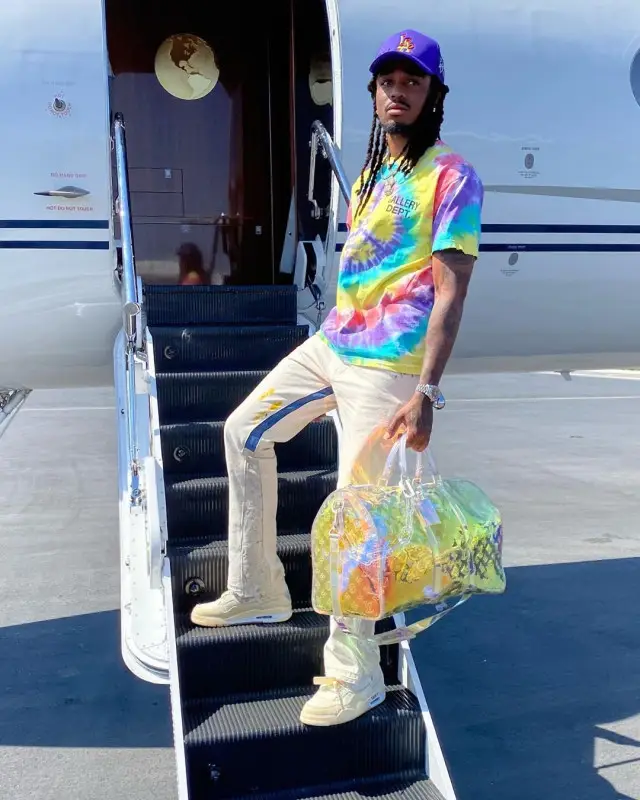 Quavo outfit in Gallery Dept., Jordan, and Louis Vuitton, 2020