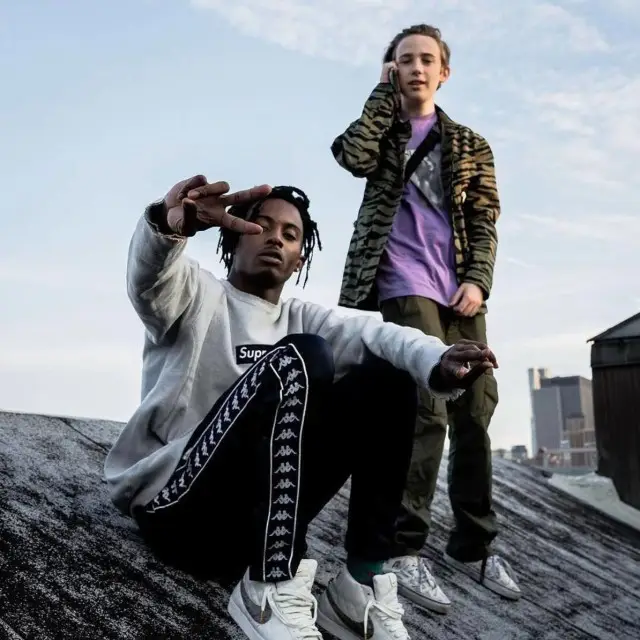 Playboi Carti outfit in Supreme, Kappa, and Huf, 2017