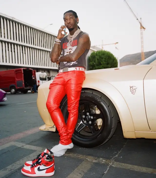 Offset outfit in The Exploited, Rick Owens, and Jordan, 2020