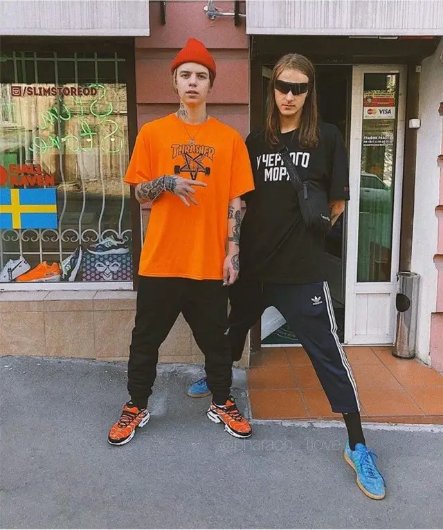 Pharaoh outfit in Thrasher, The North Face, and Huf, 2018