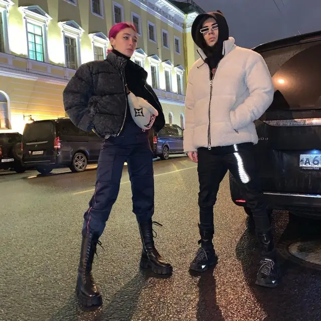 Анастасия Ивлеева outfit in Alexander Wang, Vetements, and Louis Vuitton, 2020