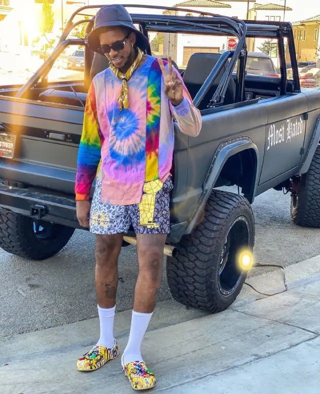 Nick Young outfit in Needles, Most Hated, and Off-White, 2020