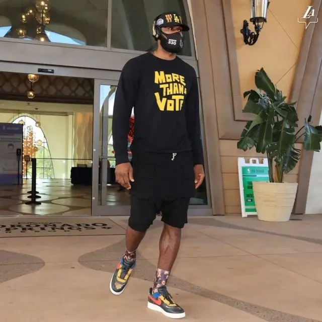 LeBron James outfit in MTAV, Rick Owens, and Nike, 2020