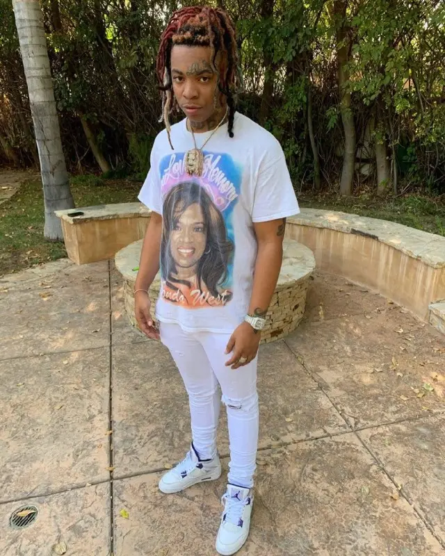 Lil Gotit outfit in Yeezy, Amiri, and Jordan, 2020