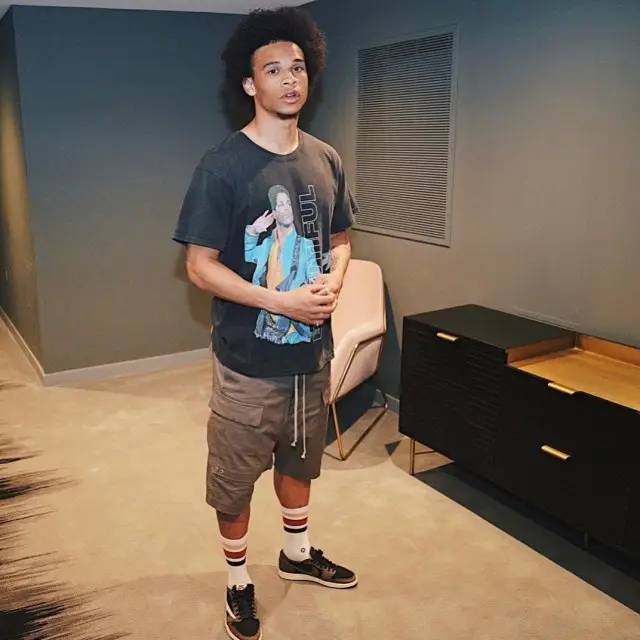 Leroy Sane outfit in Beautiful Struggles, Rick Owens, and Nike, 2020