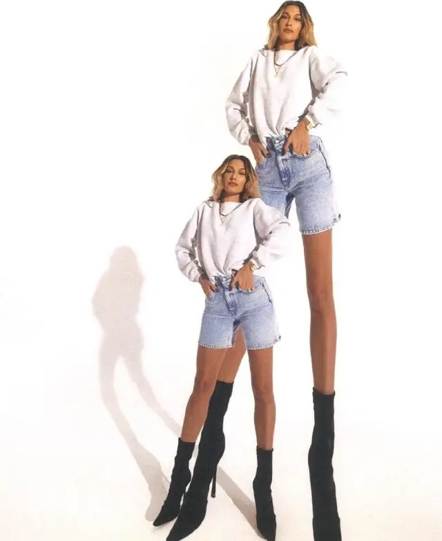 Hailey Bieber outfit in Fallon Jewelry, Jennifer Fisher, and Anita Ko, 2020