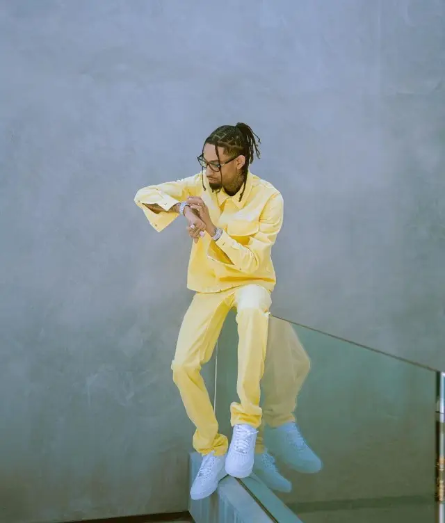 PnB Rock outfit in Dior, Nike, and Chrome Hearts, 2020