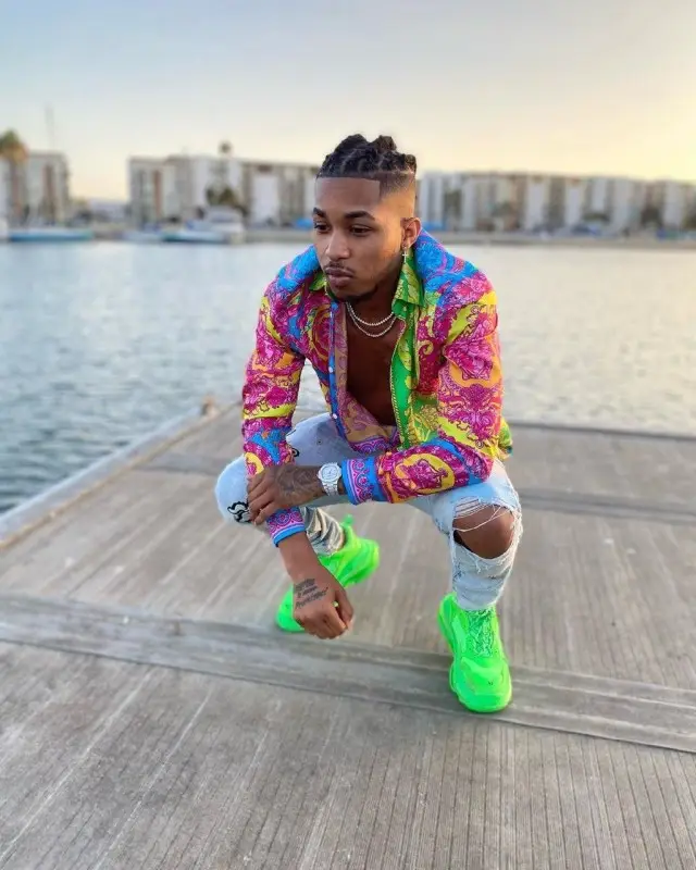 DDG outfit in Versace, Amiri, and Balenciaga, 2020