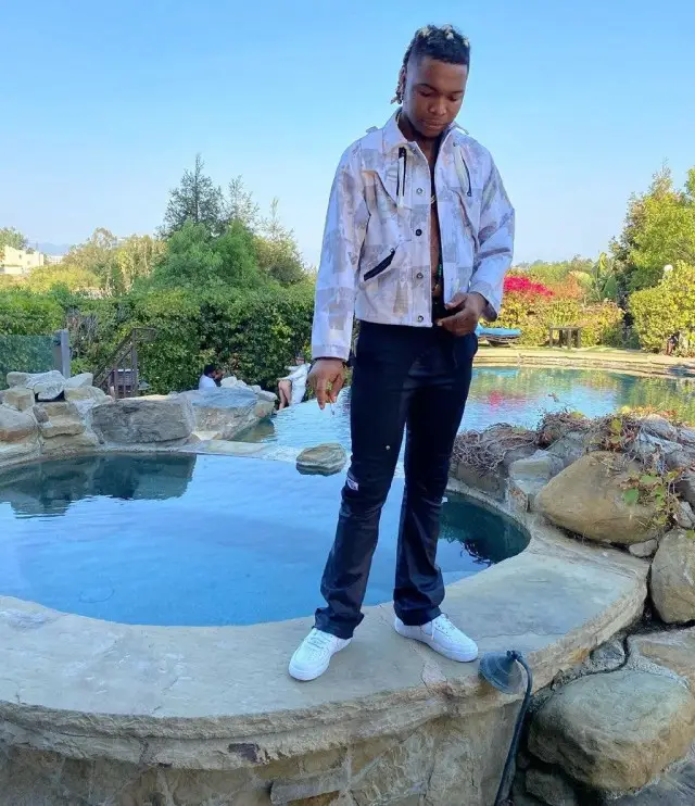 Lil Keed outfit in Attachments. and Nike, 2020