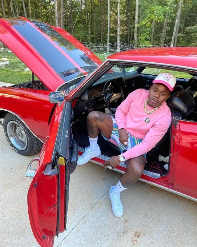 DaBaby outfit in Aape, Bape, and Nike, 2020
