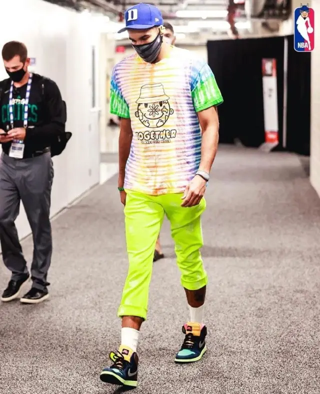Jayson Tatum outfit in Vic Garcia World, Nike, and New Era, 2020