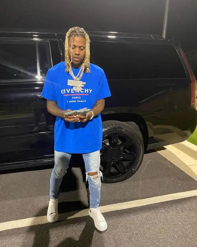 Lil Durk outfit in Givenchy, Amiri, and Alexander McQueen, 2020