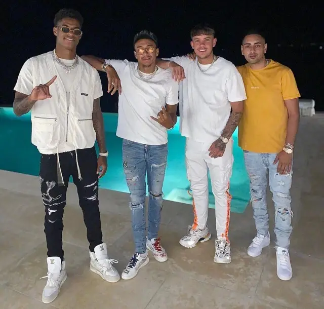 Marcus Rashford outfit in Amiri, Louis Vuitton, and Supreme, 2020
