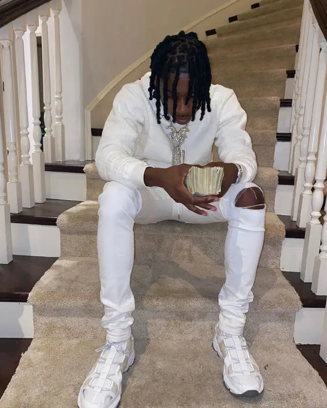 Polo G outfit in Dior and Amiri, 2020