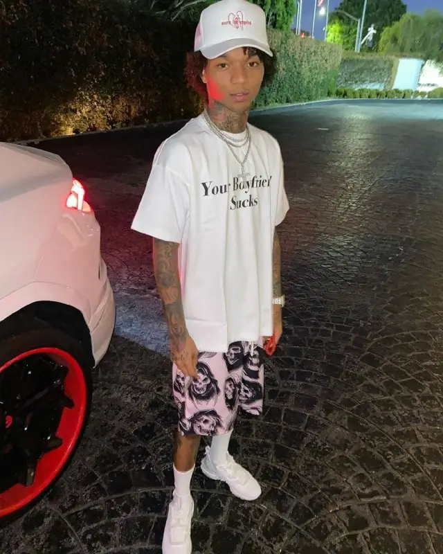 Swae Lee outfit in Doncare, Broken Promises, and Scars Los Angeles, 2020