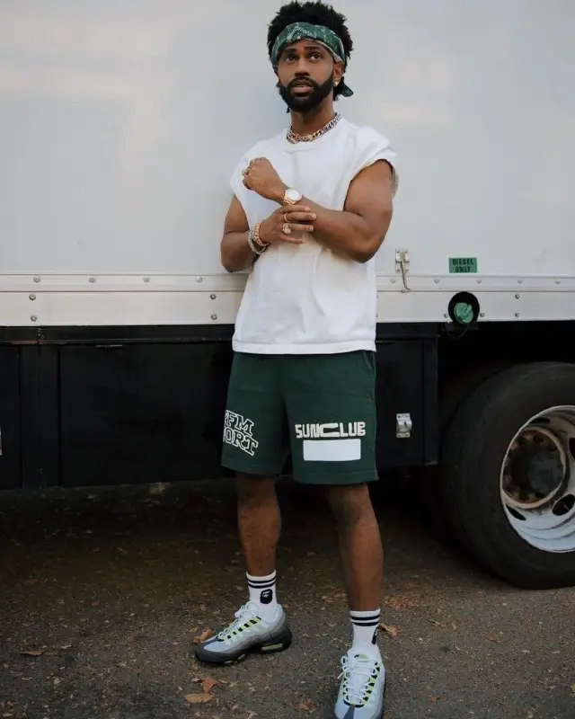 Big Sean outfit in Cactus Plant Flea Market, Nike, and Bape, 2020