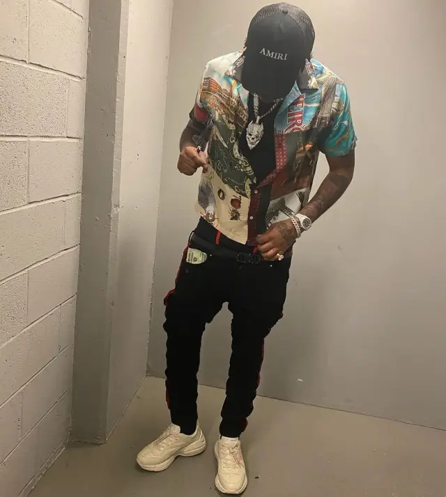Fivio Foreign outfit in Gucci, Dior, and Amiri, 2020