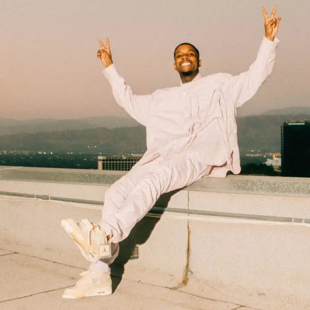 Tory Lanez outfit in Louis Vuitton, Jordan, and Off-White, 2020
