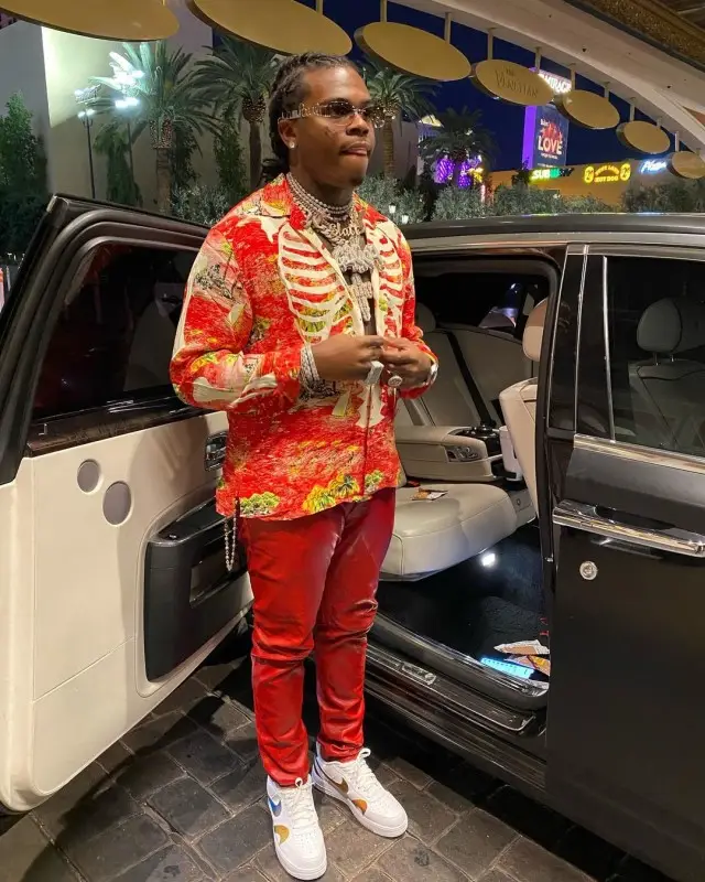 Gunna outfit in Kapital, Rick Owens, and Jean Paul Gaultier, 2020