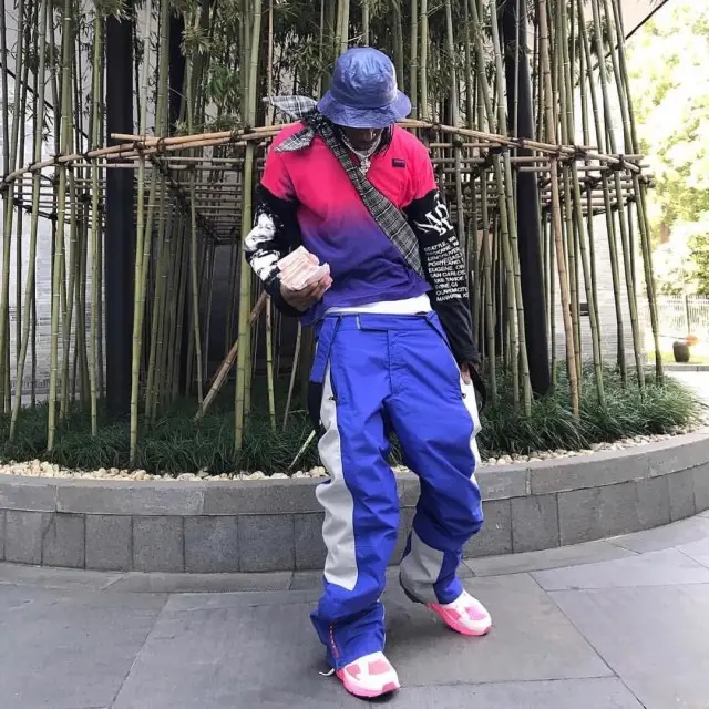 Bloody Osiris outfit in Eastpak, Stone Island, and Raf Simons, 2018