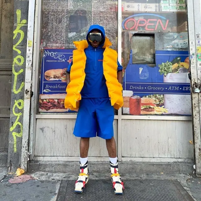 Bloody Osiris outfit in Balenciaga, Raf Simons, and Prada, 2020