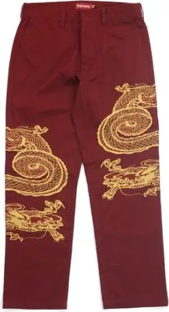 Supreme Dragon Work Pant Red | WHAT'S ON THE STAR?