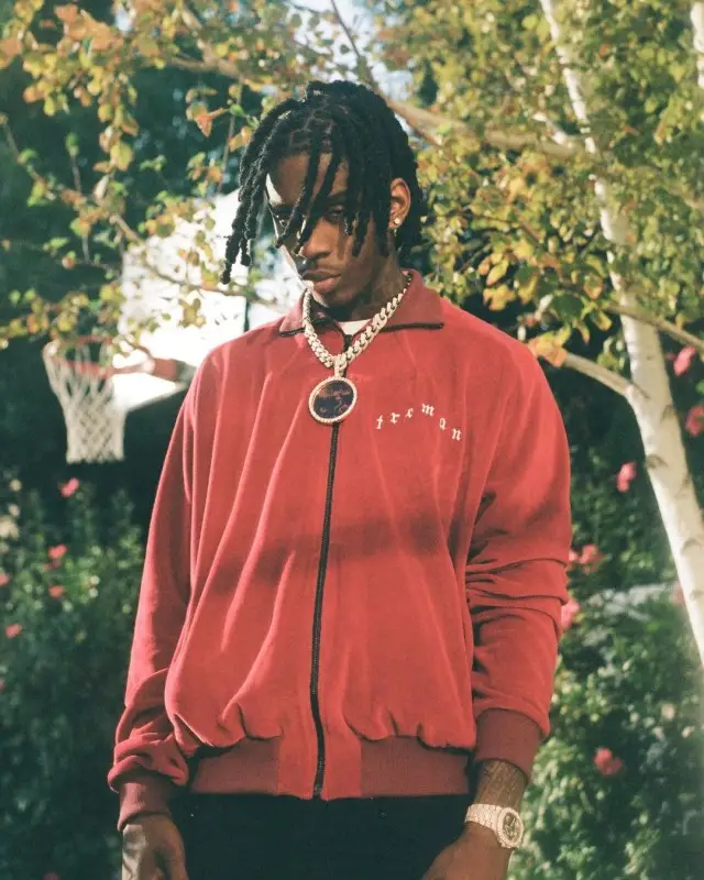 Polo G outfit in Rose in Good Faith, 2020