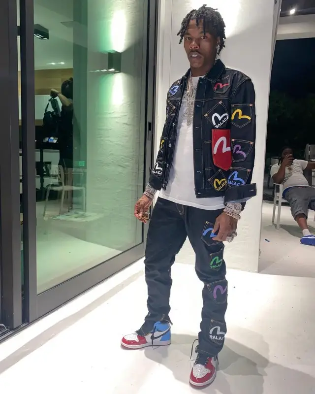 Lil Baby outfit in Palace, Nike, and Evisu, 2020