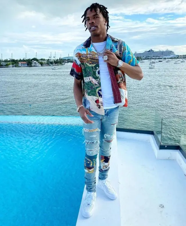 Lil Baby outfit in Amiri and Nike, 2020