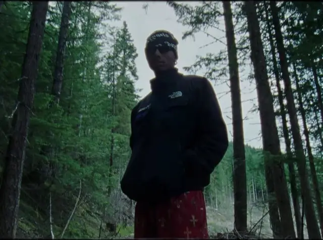 Night Lovell outfit in Supreme, Palm Angels, and The North Face, 2020