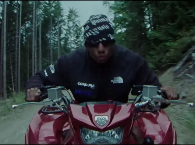 Night Lovell outfit in Supreme, Palm Angels, and The North Face, 2020