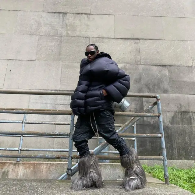Bloody Osiris outfit in Rick Owens, Bottega Veneta, and Moncler, 2020