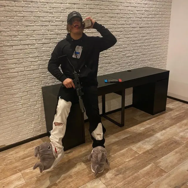 THRILL PILL outfit in 1oky, Raf Simons, and Mitchell & Ness, 2020