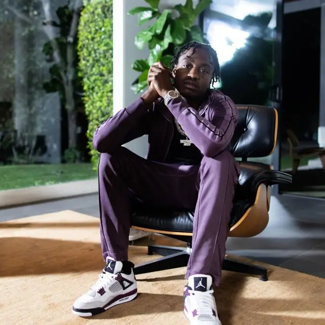 Lil Tjay outfit in Palm Angels, Jordan, and Paris Saint-Germain, 2020