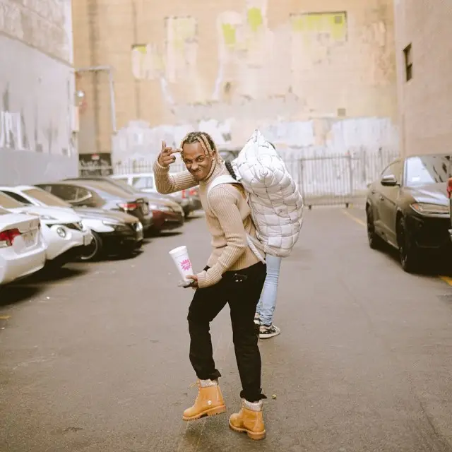 Rich The Kid outfit in Bottega Veneta, Rick Owens, and Jimmy Choo, 2020