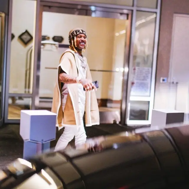Lil Durk outfit in Amiri and Burberry, 2020