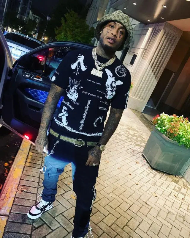 Southside outfit in Ih Hoc Signe Vinces, Bape, and Gucci, 2020