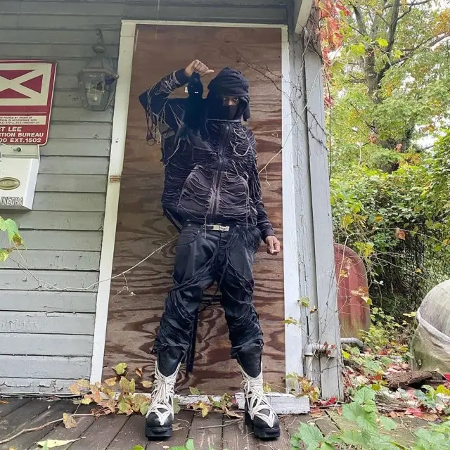 Bloody Osiris outfit in Antony Riddle and Rick Owens, 2020
