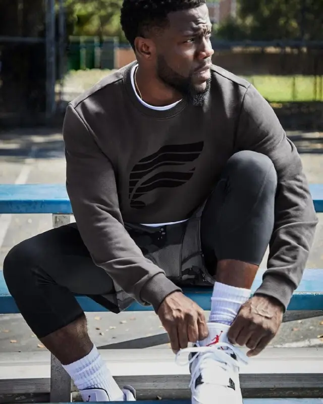 Kevin Hart outfit in Fabletics and Jordan, 2020