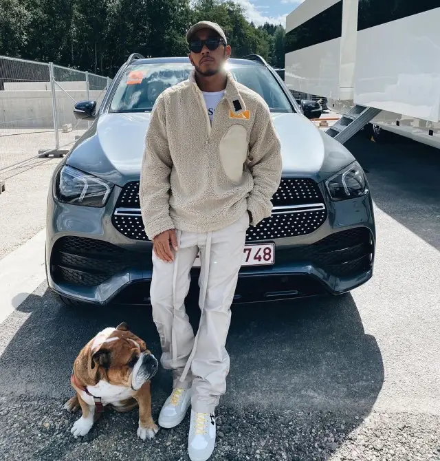 Lewis Hamilton outfit in Off-White, Police, and Lewis Hamilton, 2020
