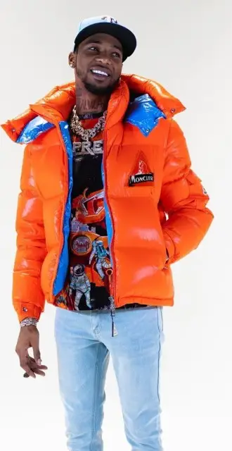 Key Glock outfit in Moncler, Valentino, and New Era, 2020