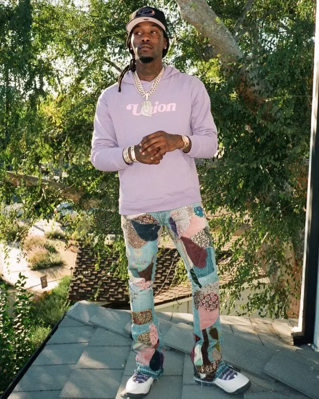 Offset outfit in Union Los Angeles, Kapital, and New Era, 2020