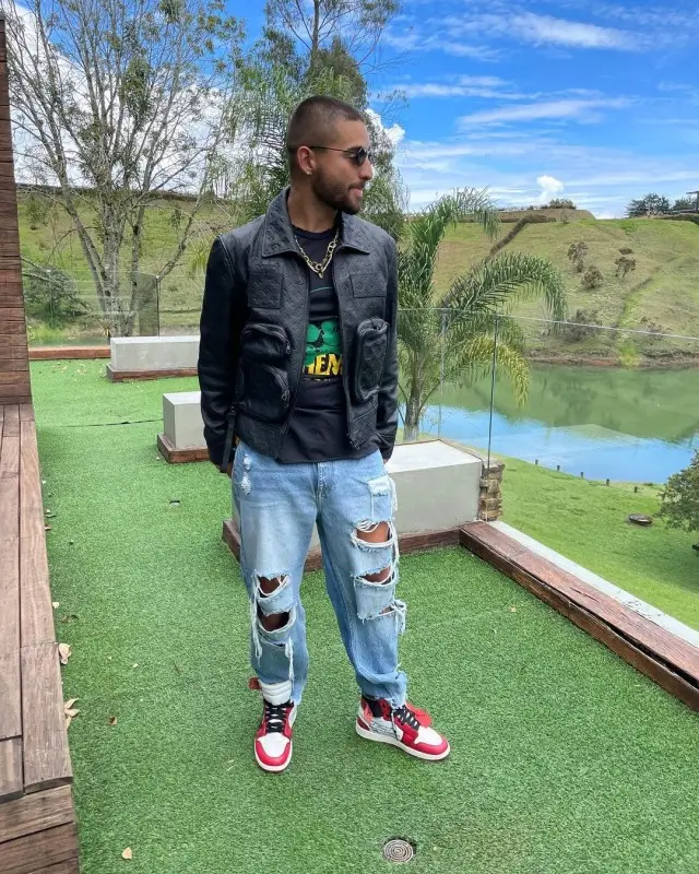 Maluma outfit in Louis Vuitton, Alchemist, and Nike, 2020