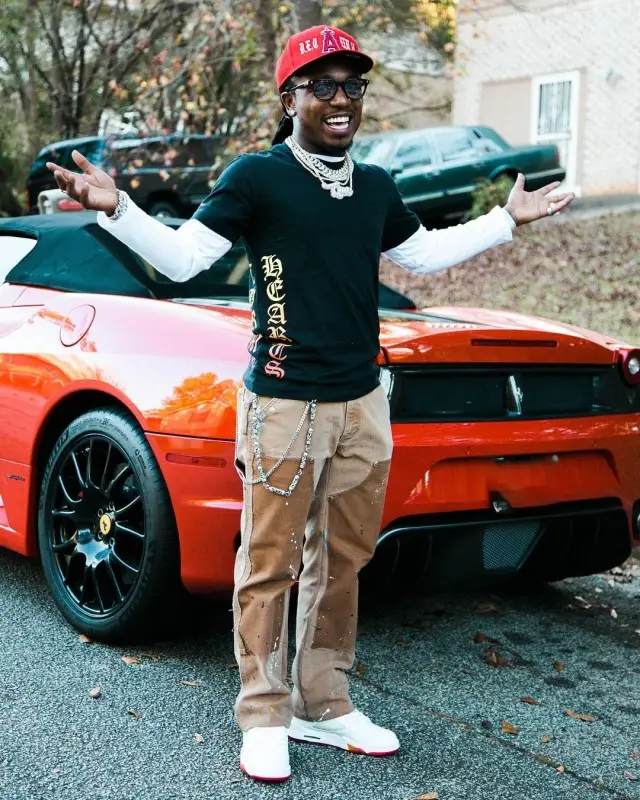 Jacquees outfit in Gallery Dept., Jordan, and Chrome Hearts, 2020