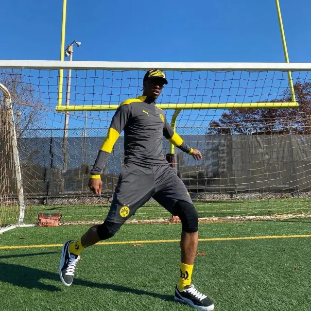 Bloody Osiris outfit in Puma, Borussia Dortmund, and Bstroy, 2020