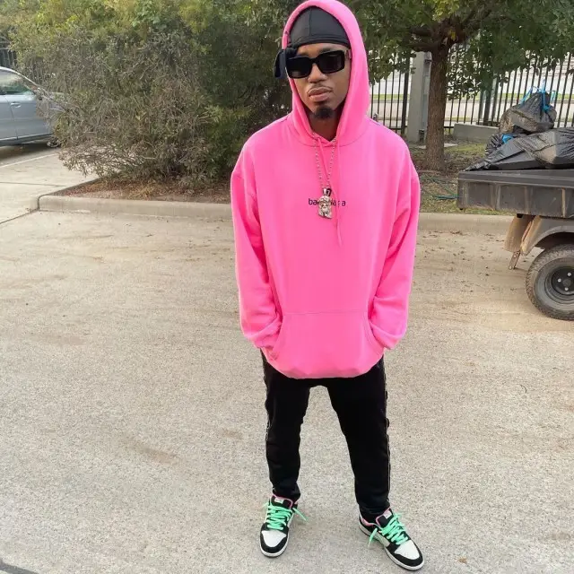 Metro Boomin outfit in Balenciaga, Louis Vuitton, and Nigo, 2020