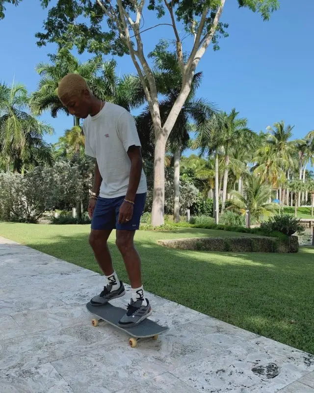 Pharrell Williams outfit in Human Made, Adidas, and Cactus Plant Flea Market, 2020