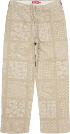 Supreme Paisley Grid Chino Khaki Pants 
